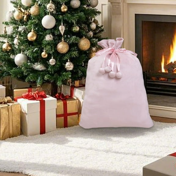 Solid Color Christmas Drawstring Bag - Large Capacity Gift Pouch Decoration, Pull-String Storage Sack for Party Favors Treats Holiday Packaging Reusable Tote