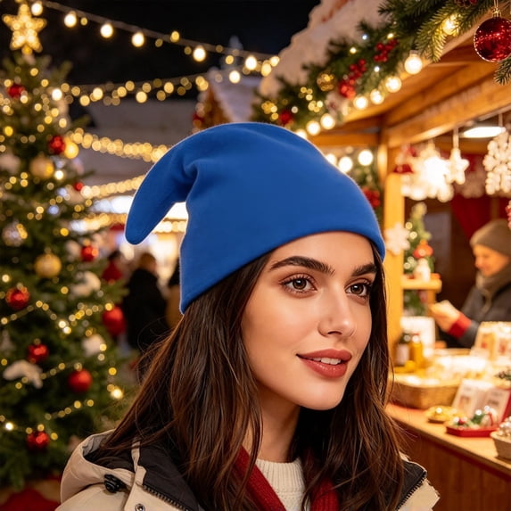 Solid Color Christmas Hat Classic Plain Xmas Accessory Soft Holiday Party Hat for Adults Teen Christmas Family Party Photo