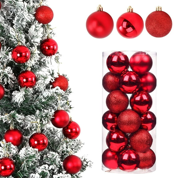 Solid Color Christmas Ornaments,Shiny Matte Glitter Mixed Shatterproof Plastic Christmas Ornaments Balls for Xmas Christmas Tree Holiday Wedding Party Decoration,24 Count