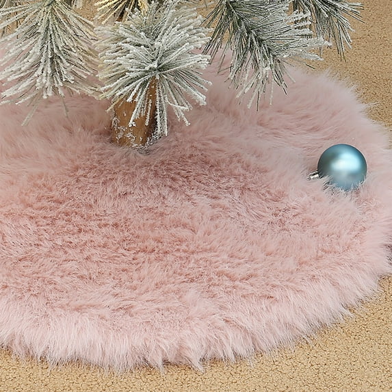 Solid Color Christmas Tree Skirt – 55cm Long Fiber Plush Holiday Tree Base Cover for Presents, Soft and Luxurious Under-Tree Decoration for Home