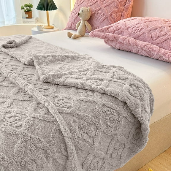 Solid Color Clover Taffeta Flannel Rolled Edge Blanket 100 * 150Cm (Cross-Border Packaging) Polyester Blanket Colro:GY1 Material:Plush