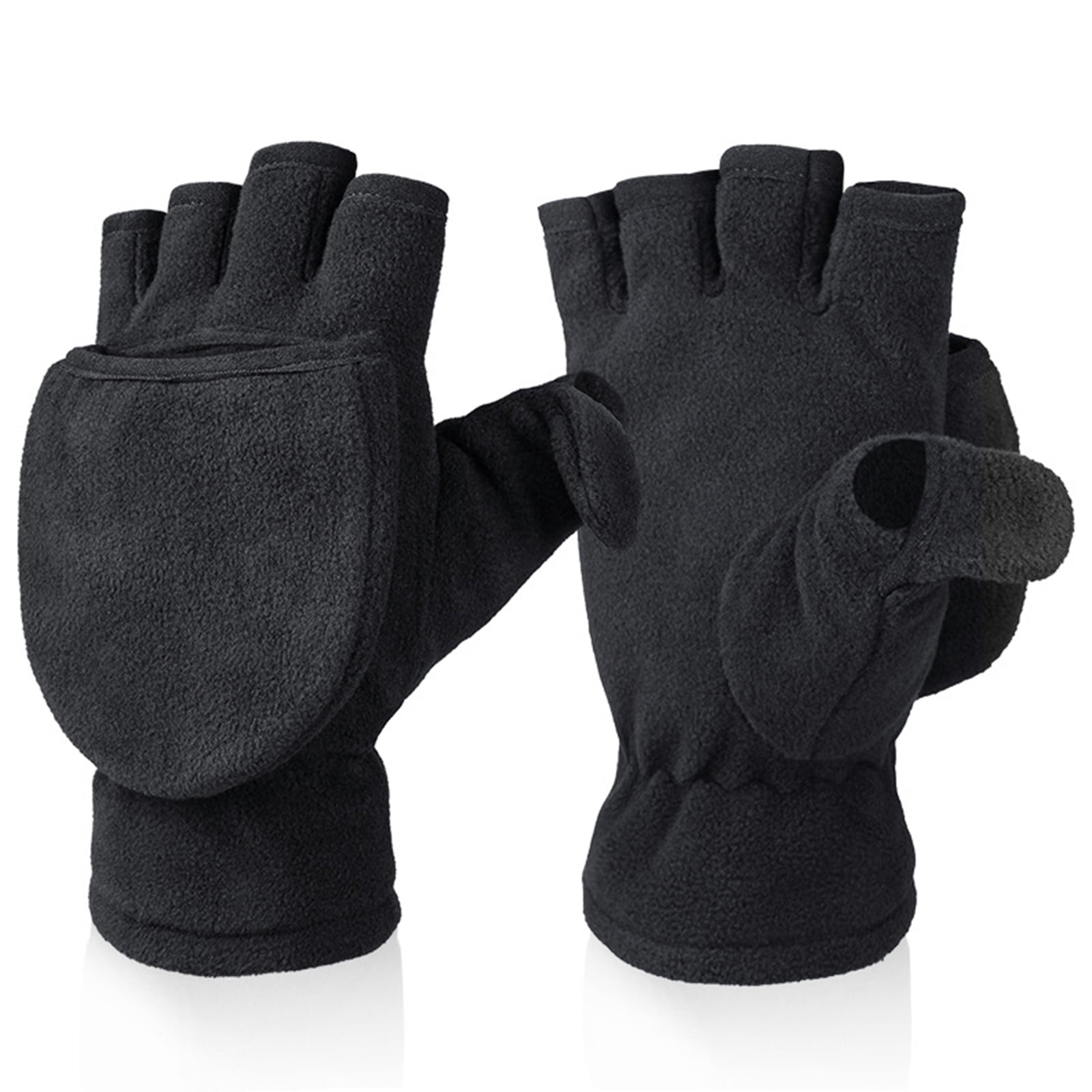 Solid Color Convertible Flip Top Gloves Children Winter Windproof Polar