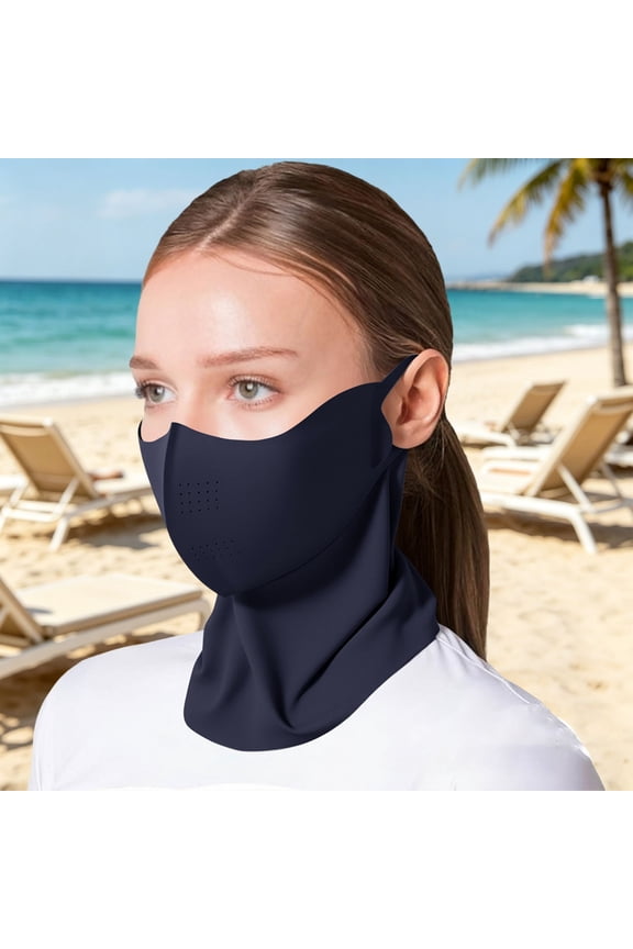 Solid Color Cooling Neck Gaiter Sun Half Face Mask for Women Men Breathable Mesh Area Hiking Running Cycling Outdoor Sports Face Mask Comfort Face Cover One Size Color Black