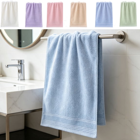 Solid Color Cotton Bath Towels (13x29 inches), Super Absorbent, Soft, Suitable for Hotel, Bathroom, Swimming Pool, SPA
