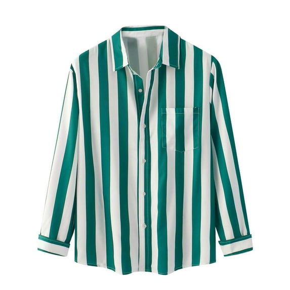 Solid Color Cotton Linen Shirts for Men Long Sleeve Button Down Blouse with Pockets Stand Collar Casual Loose-Fit Tops