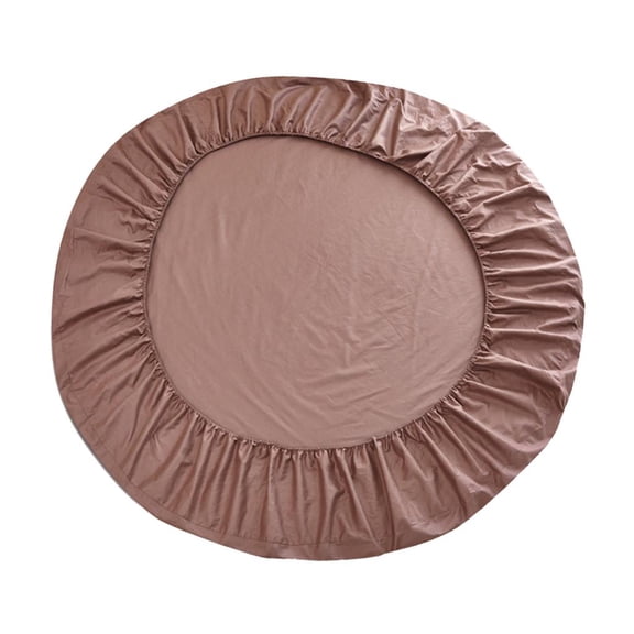 Solid Color Cotton Round Bed Fitted Sheet Bed Cover Coffee