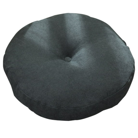 Solid Color Cotton linen Round Seat Cushion, Floor Pillow Cushion, Yoga Seat Meditation Cushion, Balcony Window Tatami Floor Cushion, Comfortable Soft Breathable-Dark grey-47cm(18.5in)