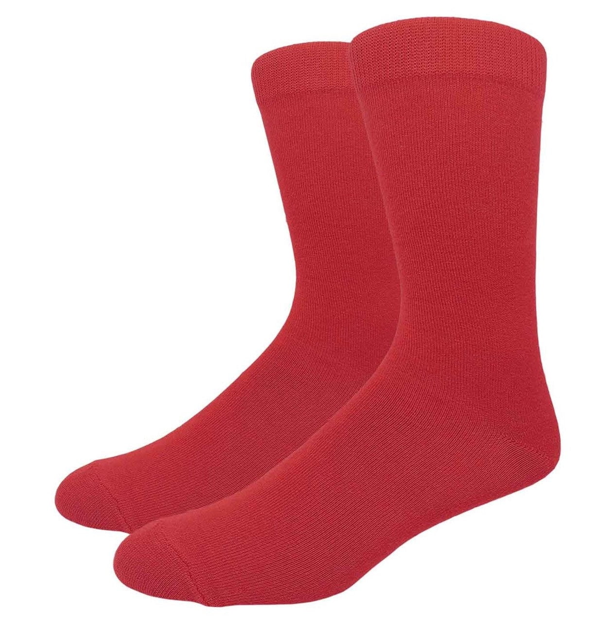 Solid Color Crew Cotton Dress Socks Red