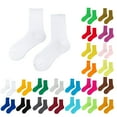 thumbnail image 1 of Solid Color Crew Socks Women Cute And Comfortable Spring And Summer Colored Multi Colored Four Season Socks Dark Green One Size, 1 of 2