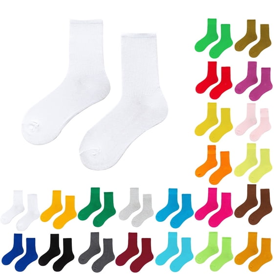Solid Color Crew Socks Women Cute And Comfortable Spring And Summer Colored Multi Colored Four Season Socks Dark Green One Size