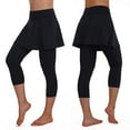 thumbnail image 1 of Solid Color Cropped Activewear Yoga Pants, Women'S Casual Skirt Leggings Tennis Pants Sports Fitness Cropped Culottes Black, 1 of 9