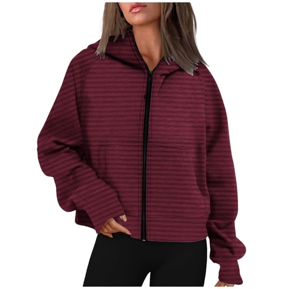 Solid Color Cropped Hoodies for Women Oversize Fit Autumn Sweatshirt Zipped Closure Zip-up Hoodie Streetwear with Pockets Gym Workout Athleisure Casual Essentials