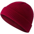 thumbnail image 1 of Solid Color Cuffed Beanie Casual Daily Wear Warm Skull Cap Unisex Brown, 1 of 3