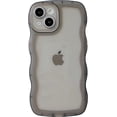 thumbnail image 1 of Solid Color Curly Wave Frame Clear Soft Compatible with iPhone Case (Black,iPhone 12 Pro Max), 1 of 7