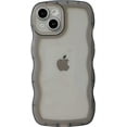 thumbnail image 1 of Solid Color Curly Wave Frame Clear Soft Compatible with iPhone Case (Black,iPhone 12), 1 of 7