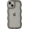 thumbnail image 1 of Solid Color Curly Wave Frame Clear Soft Compatible with iPhone Case (Black,iPhone 14 Pro), 1 of 7