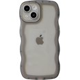 thumbnail image 1 of Solid Color Curly Wave Frame Clear Soft Compatible with iPhone Case (Black,iPhone 15 Plus), 1 of 7
