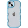 thumbnail image 1 of Solid Color Curly Wave Frame Clear Soft Compatible with iPhone Case (Blue,iPhone 13), 1 of 8