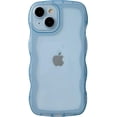 thumbnail image 1 of Solid Color Curly Wave Frame Clear Soft Compatible with iPhone Case (Blue,iPhone 15 Plus), 1 of 7