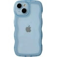 thumbnail image 1 of Solid Color Curly Wave Frame Clear Soft Compatible with iPhone Case (Blue,iPhone Xr), 1 of 7