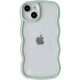 thumbnail image 1 of Solid Color Curly Wave Frame Clear Soft Compatible with iPhone Case (Green,iPhone 14 Pro Max), 1 of 7