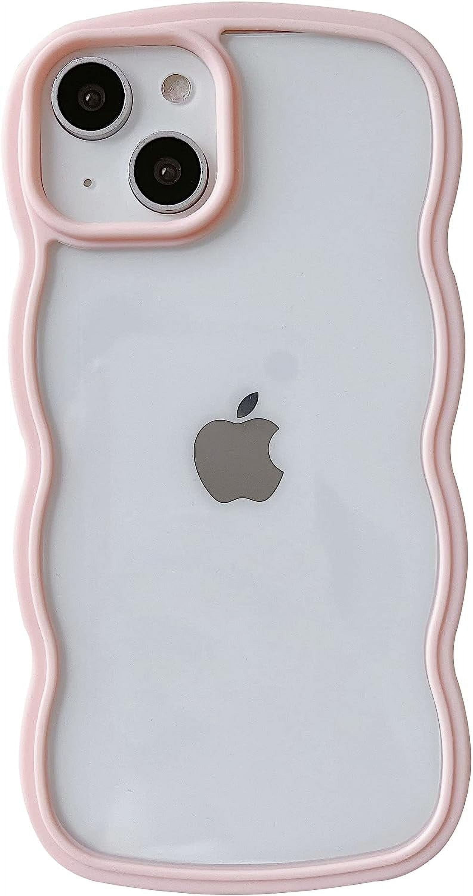 Solid Color Curly Wave Frame Clear Soft Compatible with iPhone Case