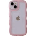 thumbnail image 1 of Solid Color Curly Wave Frame Clear Soft Compatible with iPhone Case (Pink,iPhone X/Xs), 1 of 7