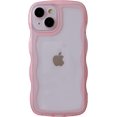 thumbnail image 1 of Solid Color Curly Wave Frame Clear Soft Compatible with iPhone Case (Pink,iPhone Xs Max), 1 of 7