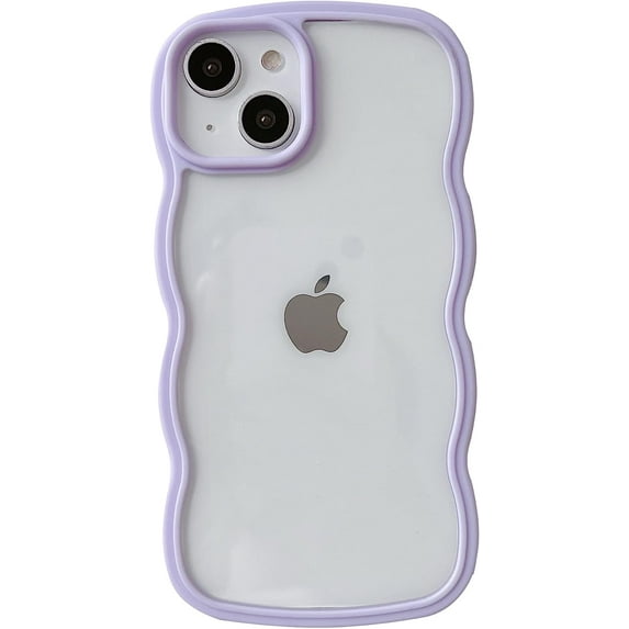 Solid Color Curly Wave Frame Clear Soft Compatible with iPhone Case (Purple,iPhone 11 Pro Max)