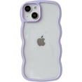 thumbnail image 1 of Solid Color Curly Wave Frame Clear Soft Compatible with iPhone Case (Purple,iPhone 14 Pro), 1 of 8