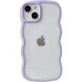 thumbnail image 1 of Solid Color Curly Wave Frame Clear Soft Compatible with iPhone Case (Purple,iPhone Xr), 1 of 8