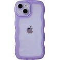 thumbnail image 1 of Solid Color Curly Wave Frame Clear Soft Compatible with iPhone Case (Purple,iPhone Xr), 1 of 7