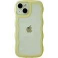 thumbnail image 1 of Solid Color Curly Wave Frame Clear Soft Compatible with iPhone Case (Yellow,iPhone 11 Pro Max), 1 of 7