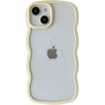 thumbnail image 1 of Solid Color Curly Wave Frame Clear Soft Compatible with iPhone Case (Yellow,iPhone 12 Pro), 1 of 8