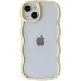 thumbnail image 1 of Solid Color Curly Wave Frame Clear Soft Compatible with iPhone Case (Yellow,iPhone 13), 1 of 8