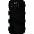 thumbnail image 1 of Solid Color Curly Wave Frame Soft Compatible with iPhone Case (Black,iPhone 14 Pro Max), 1 of 5