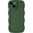 thumbnail image 1 of Solid Color Curly Wave Frame Soft Compatible with iPhone Case (DGreen,iPhone 12), 1 of 5