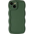 thumbnail image 1 of Solid Color Curly Wave Frame Soft Compatible with iPhone Case (DGreen,iPhone 13 Pro Max), 1 of 7