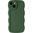 thumbnail image 1 of Solid Color Curly Wave Frame Soft Compatible with iPhone Case (DGreen,iPhone 15), 1 of 12