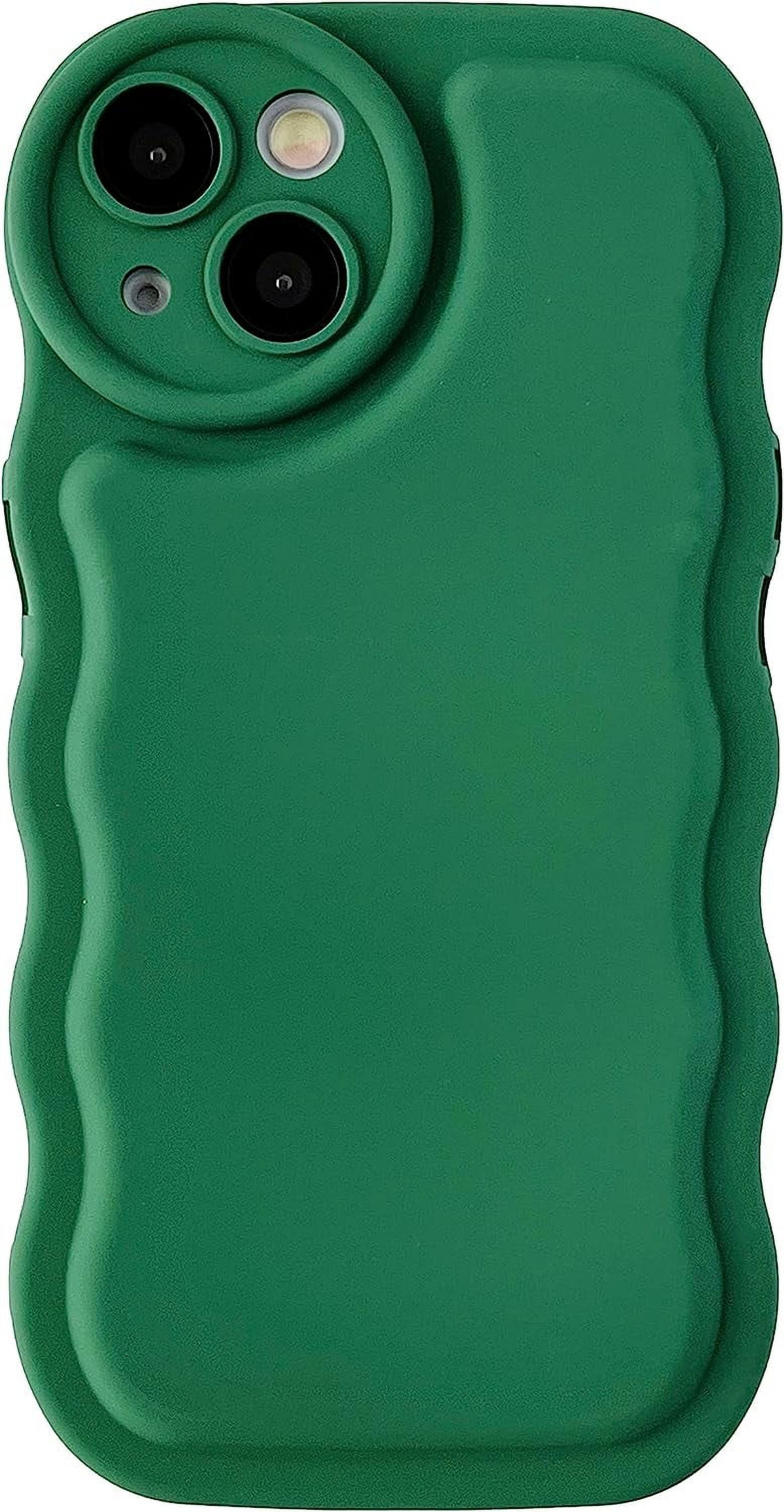 Solid Color Curly Wave Frame Soft Compatible with iPhone Case (Green