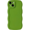 thumbnail image 1 of Solid Color Curly Wave Frame Soft Compatible with iPhone Case (Green,iPhone 13 Pro Max), 1 of 5