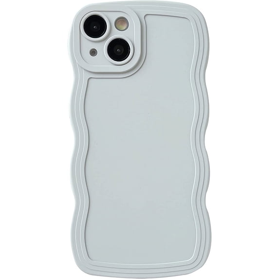 Solid Color Curly Wave Frame Soft Compatible with iPhone Case (Grey,iPhone 12 Pro)