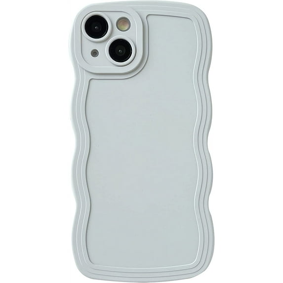 Solid Color Curly Wave Frame Soft Compatible with iPhone Case (Grey,iPhone 14 Pro)