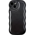 thumbnail image 1 of Solid Color Curly Wave Frame Soft Compatible with iPhone Case (Light Black,iPhone 14), 1 of 11