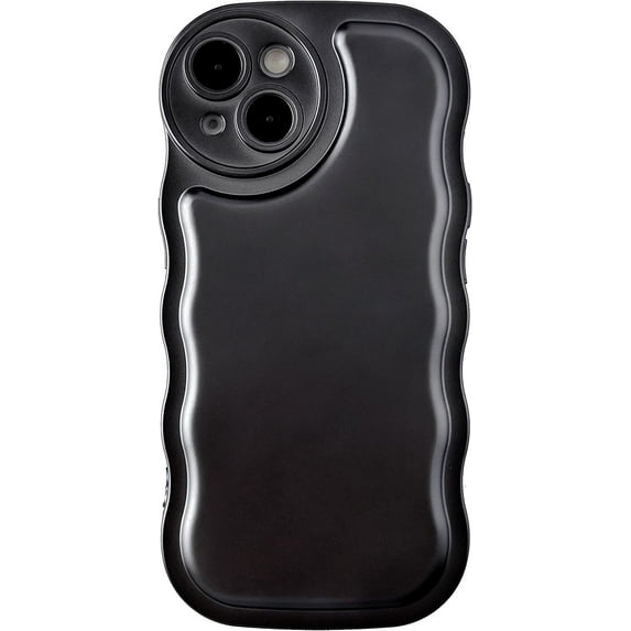 Solid Color Curly Wave Frame Soft Compatible with iPhone Case (Light Black,iPhone X/Xs)