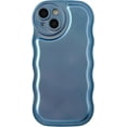 thumbnail image 1 of Solid Color Curly Wave Frame Soft Compatible with iPhone Case (Light Blue,iPhone 14 Pro), 1 of 11