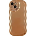 thumbnail image 1 of Solid Color Curly Wave Frame Soft Compatible with iPhone Case (Light Orange,iPhone 12 Pro), 1 of 11