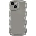thumbnail image 1 of Solid Color Curly Wave Frame Soft Compatible with iPhone Case (Light Silver,iPhone 13 Pro), 1 of 12