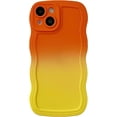 thumbnail image 1 of Solid Color Curly Wave Frame Soft Compatible with iPhone Case (Orange,iPhone 13), 1 of 12