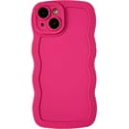 thumbnail image 1 of Solid Color Curly Wave Frame Soft Compatible with iPhone Case (Red,iPhone 13), 1 of 5